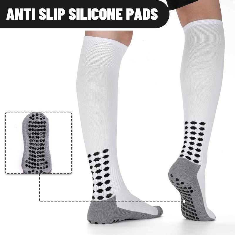 Regilt 3 Pairs Grip Soccer Socks Men Cushioned Non Slip Football Basketball Sports Socks Knee High Long Socks - Image 4